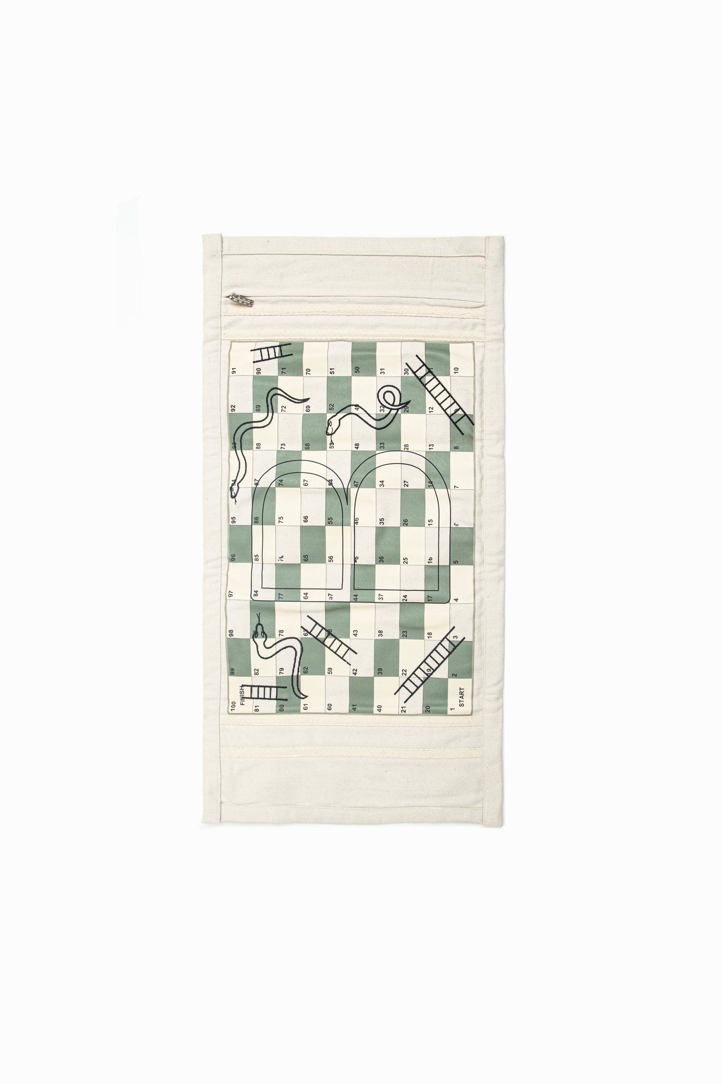 Snake and ladder canva rolled up mat game