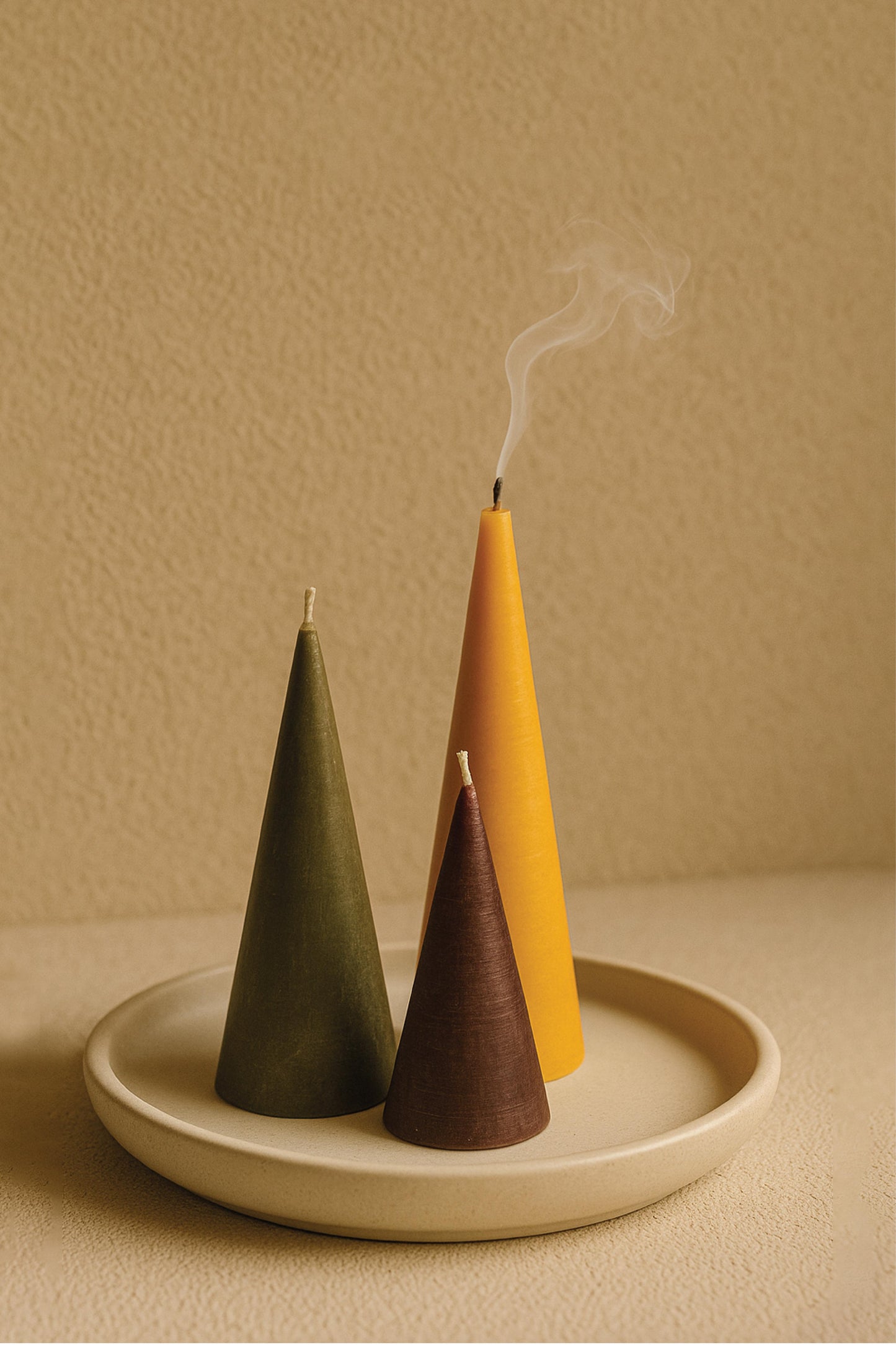 The Trio Cone Candle - Green