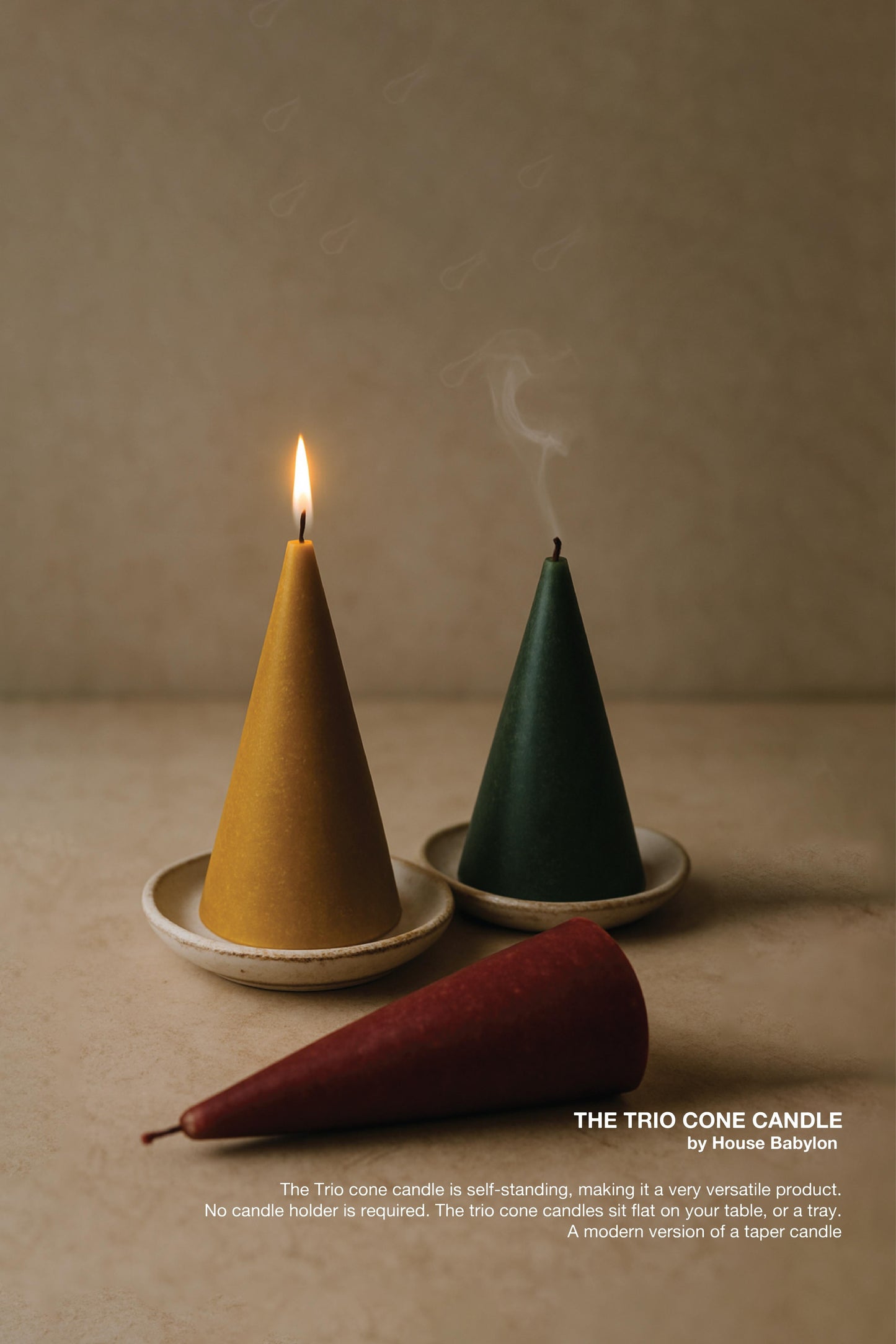 The Trio Cone Candle - Green