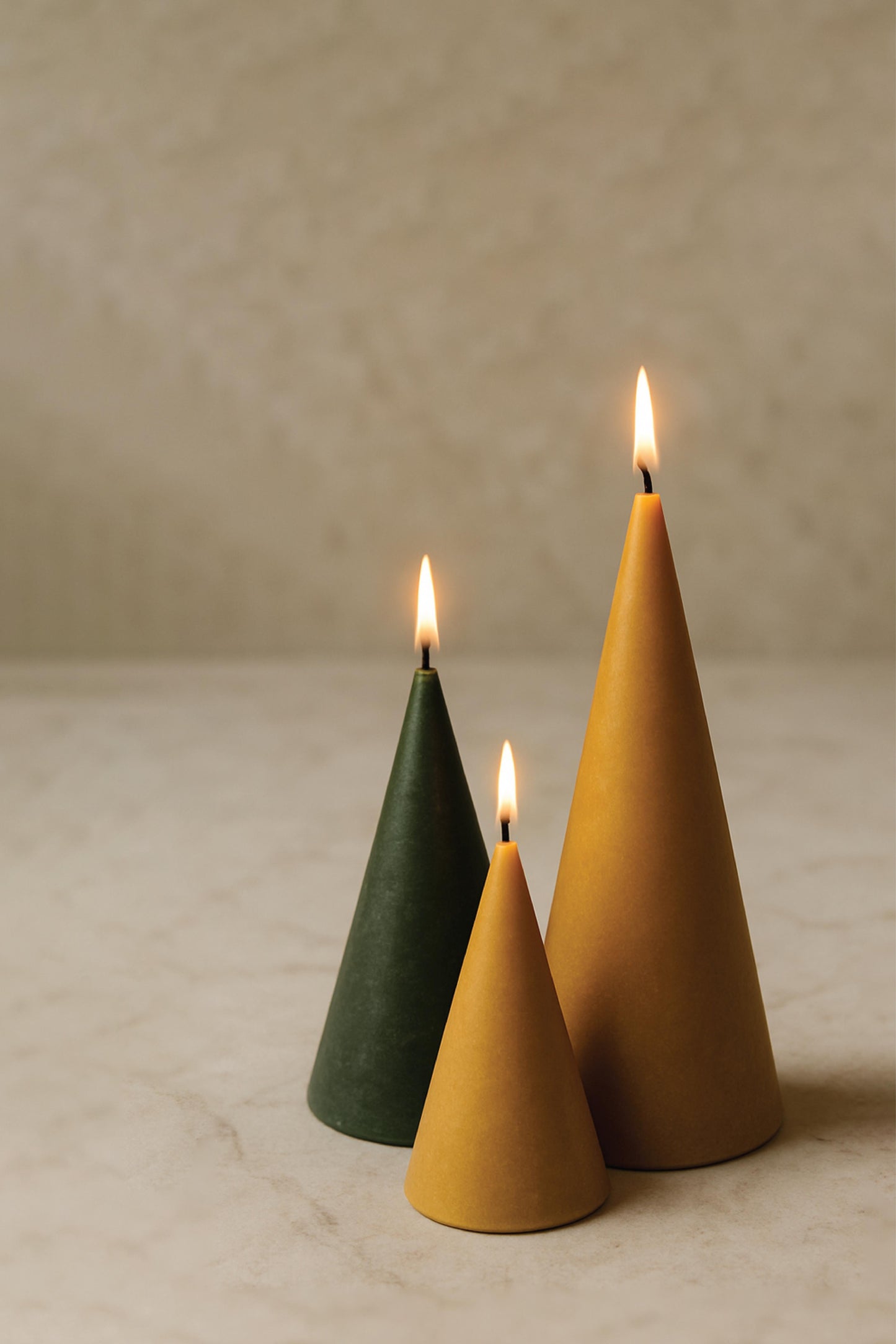 The Trio Cone Candle - Green