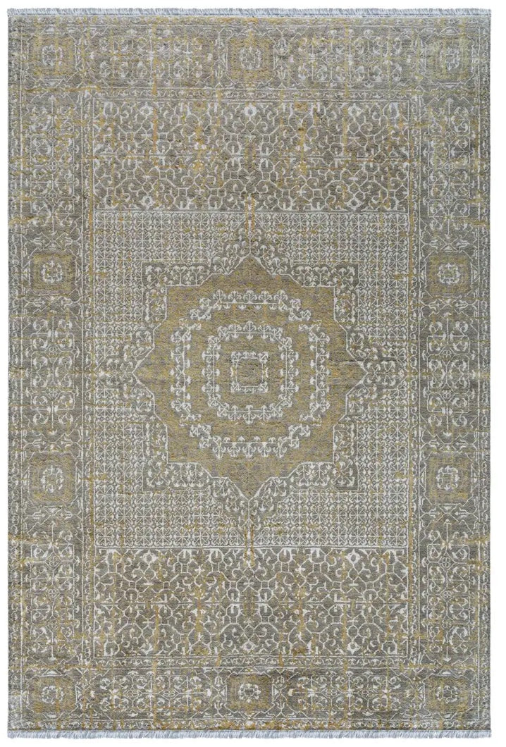 Kahhal Looms Mamluk Medallion Infused "Gold" Hand-Knotted