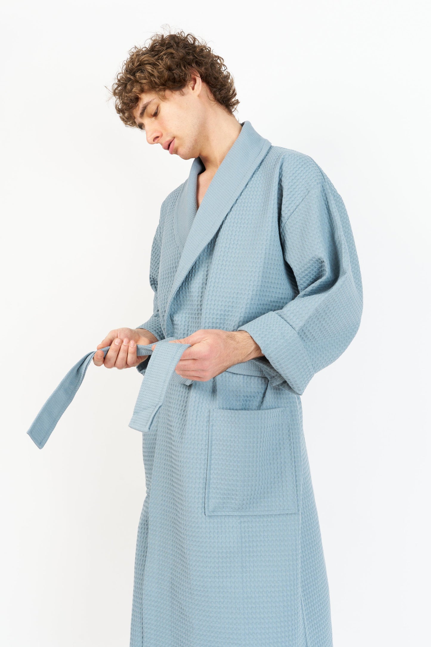 Bathrobe | Waffle warm blue
