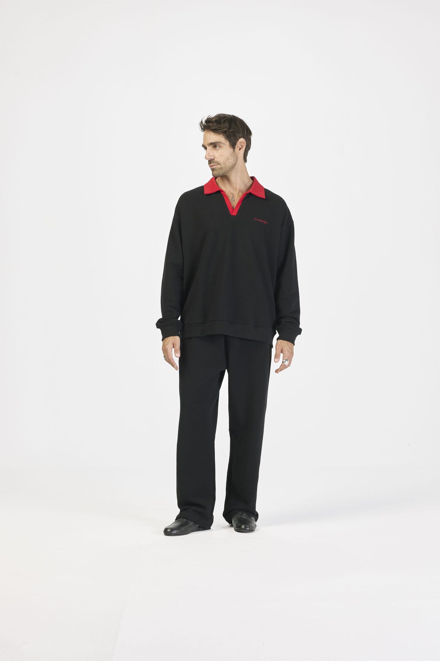 Pique red contrast set - Black
