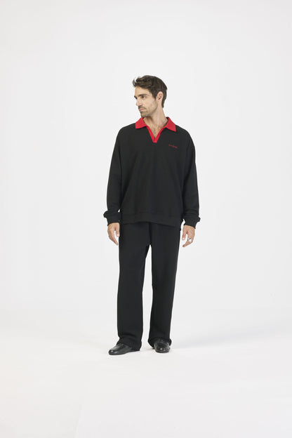 Pique red contrast set - Black