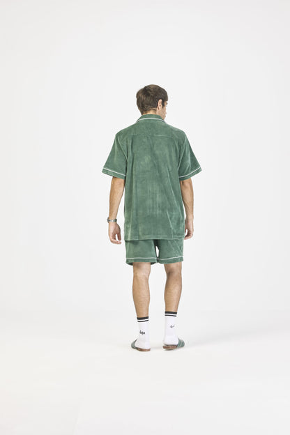 Velour Piping Shorts - Dark green