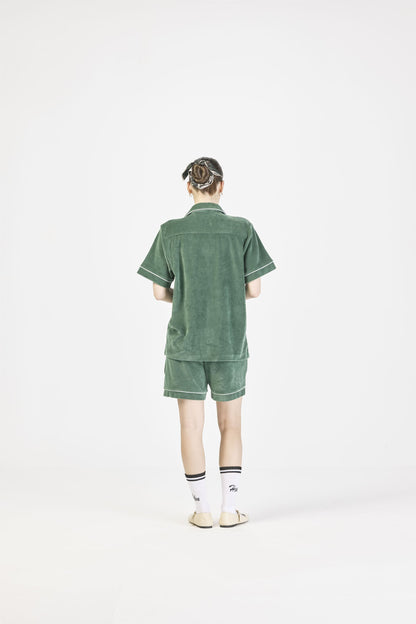 Velour Piping shirt - Dark green