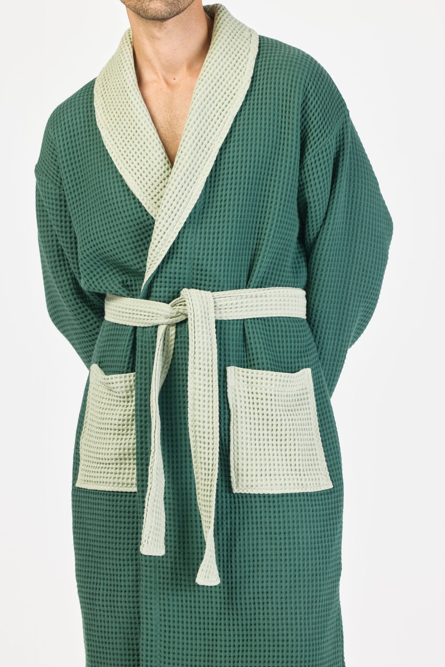 Two Tone Bathrobe - Dark Green