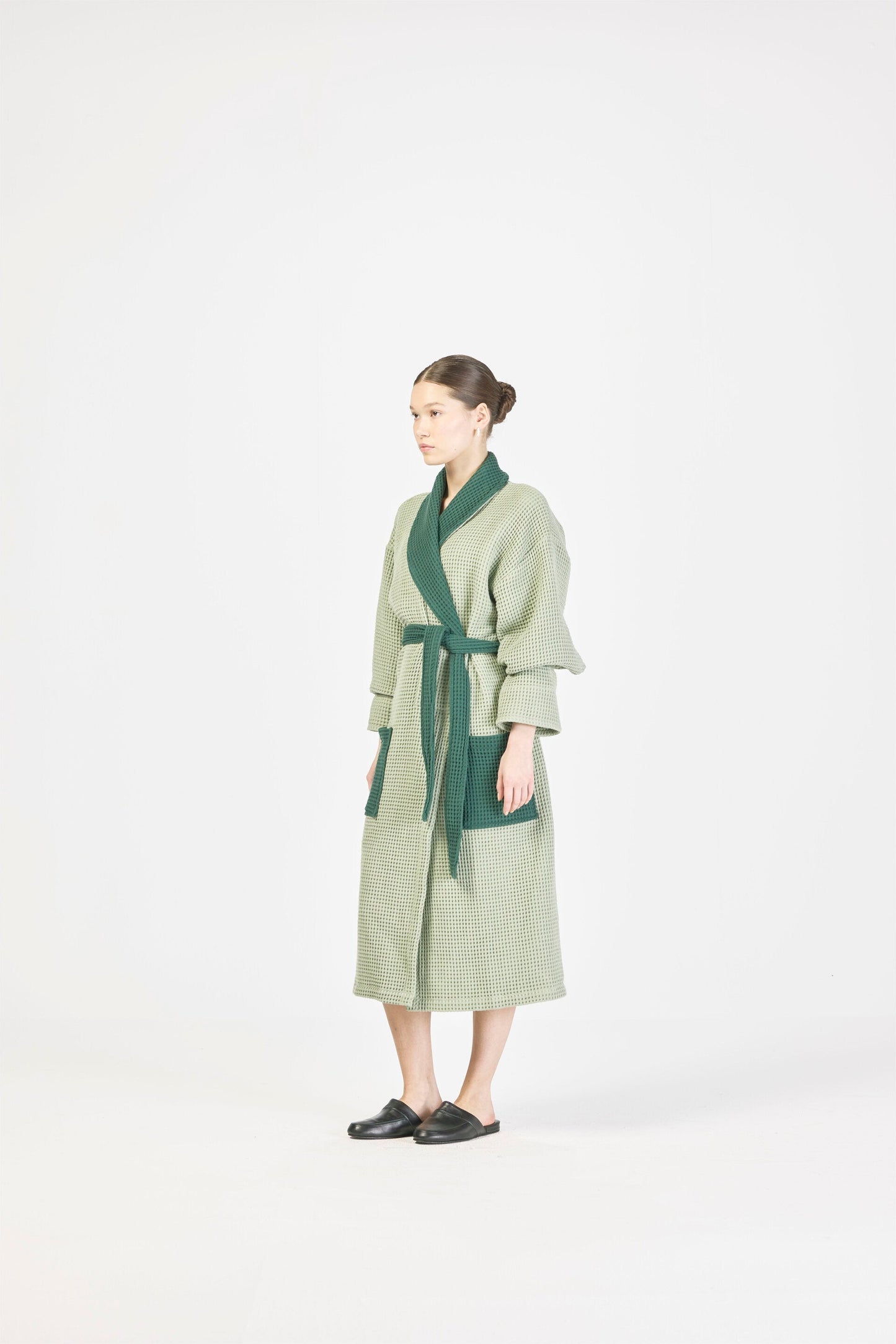 Two Tone Bathrobe - Laurel Green