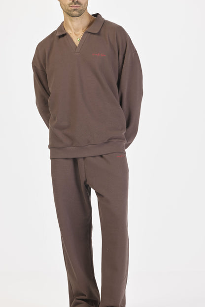 Pique polo sweatshirt - Oak