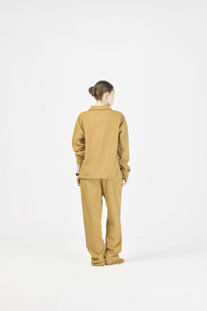 Pique polo sweatshirt - Camel