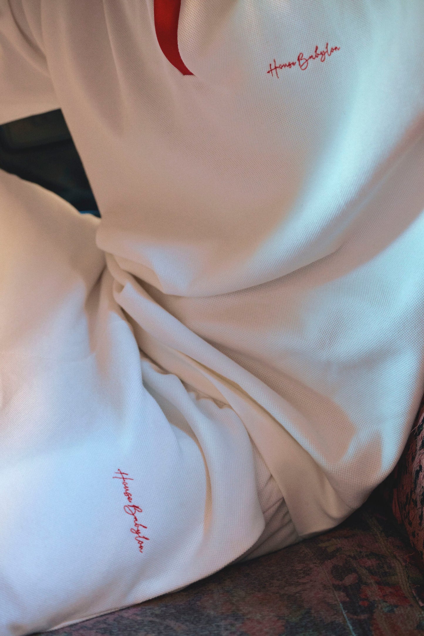 Pique red contrast  sweatshirt - Off white