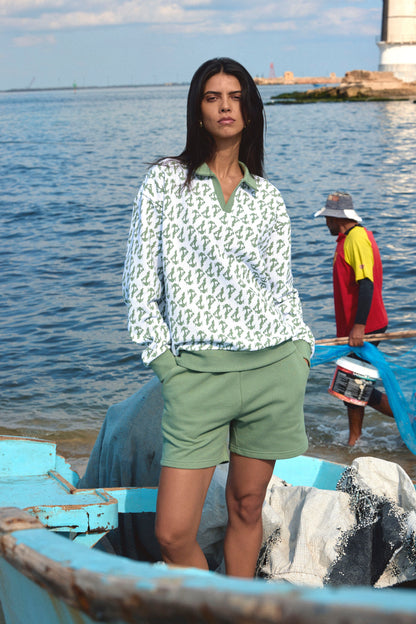 Greco bird pique sweatshirt