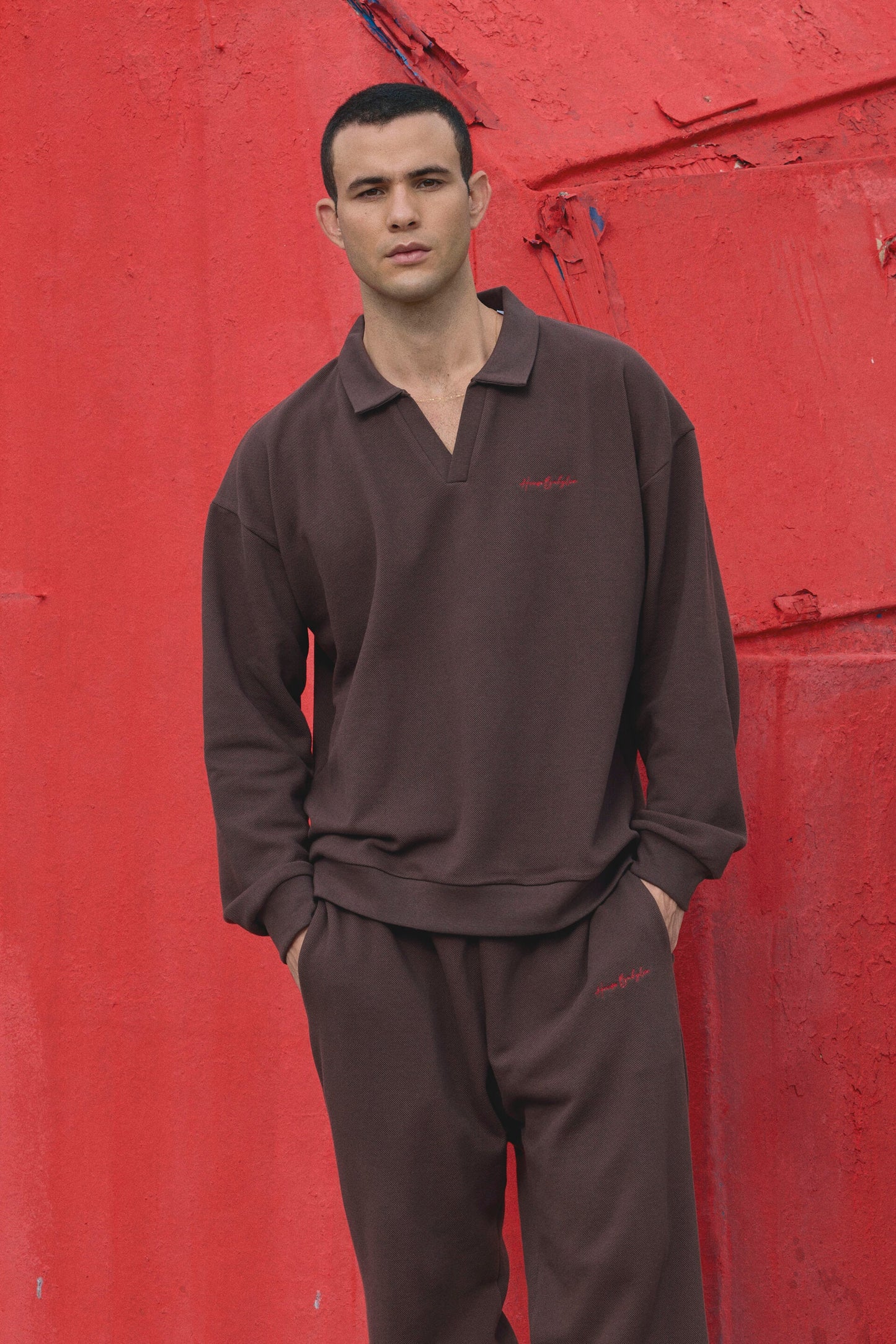 Pique polo sweatshirt - Oak