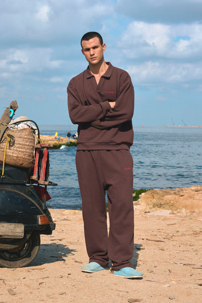 Pique polo sweatshirt - Oak