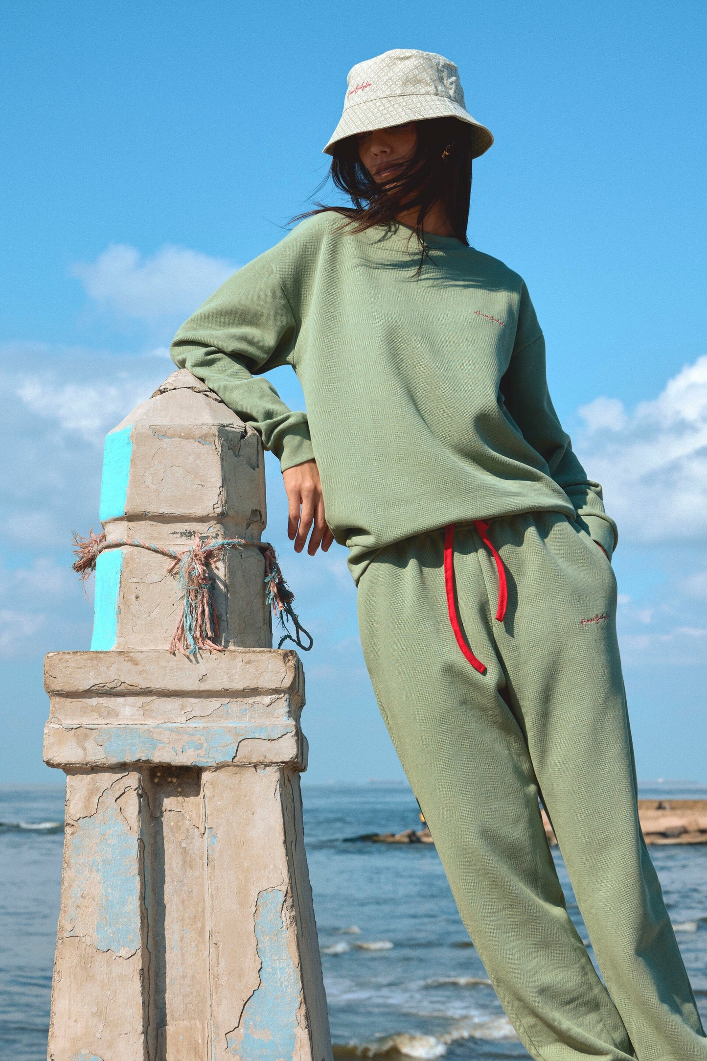 Monogram crewneck sweatshirt - Dusty green