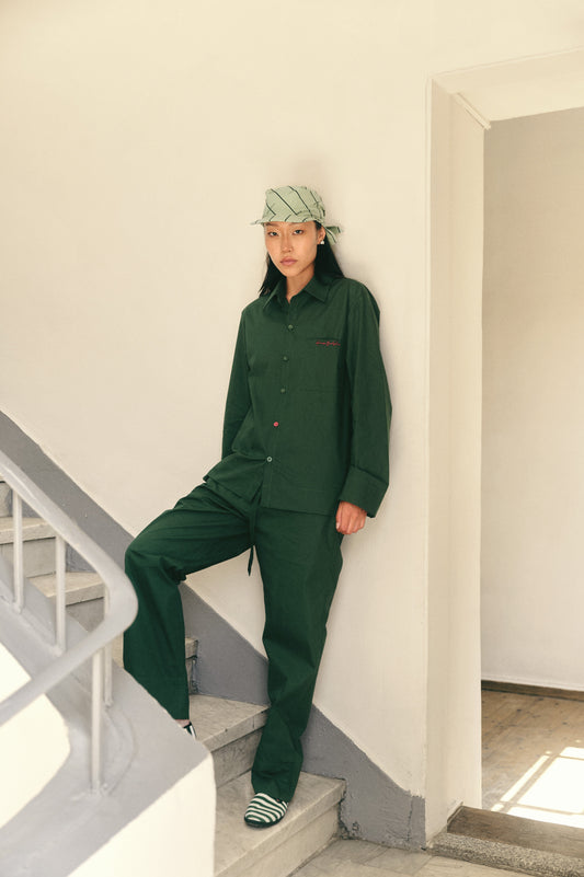 LS poplin shirt - Dark Green