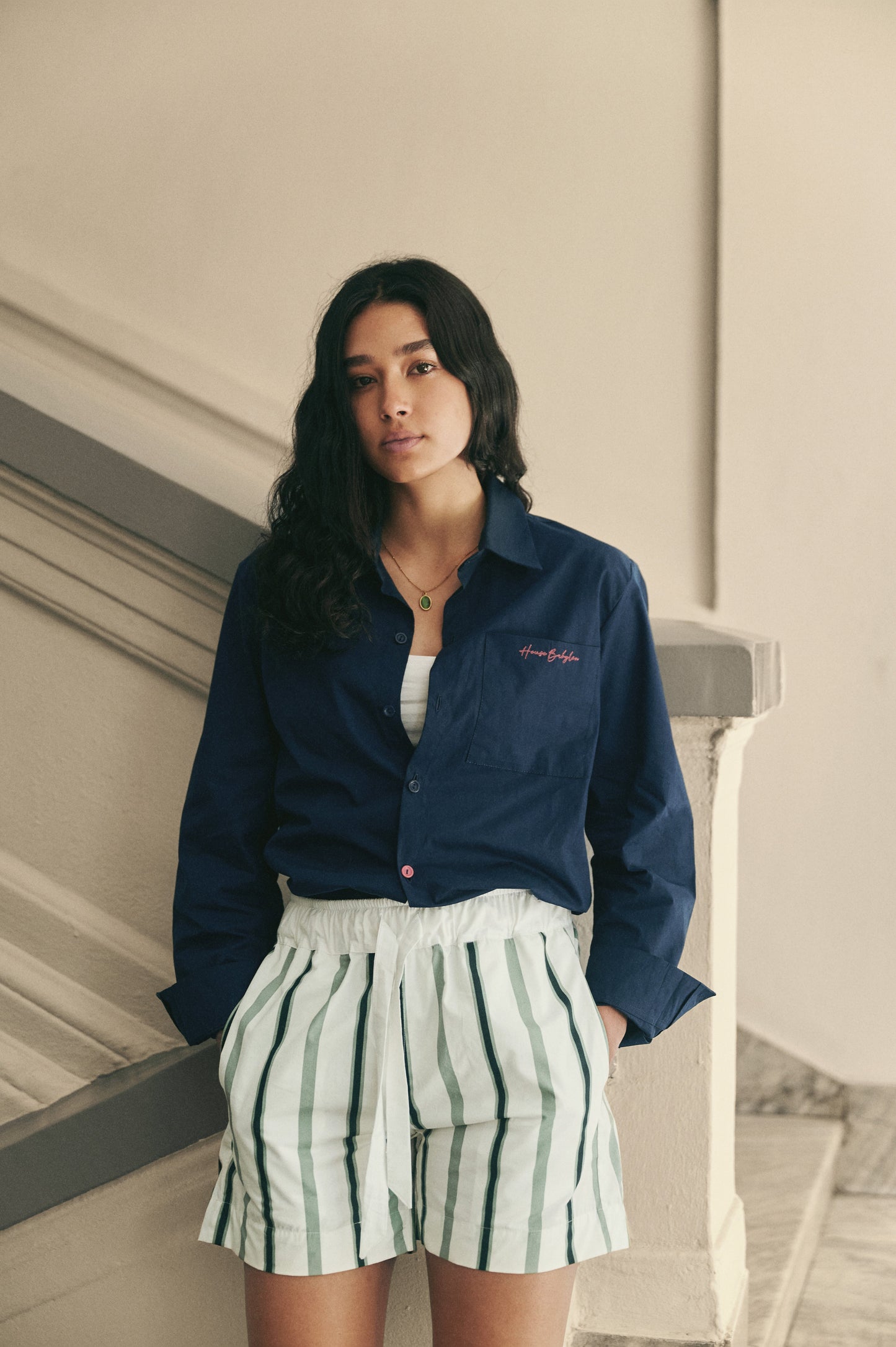 LS poplin shirt - Navy