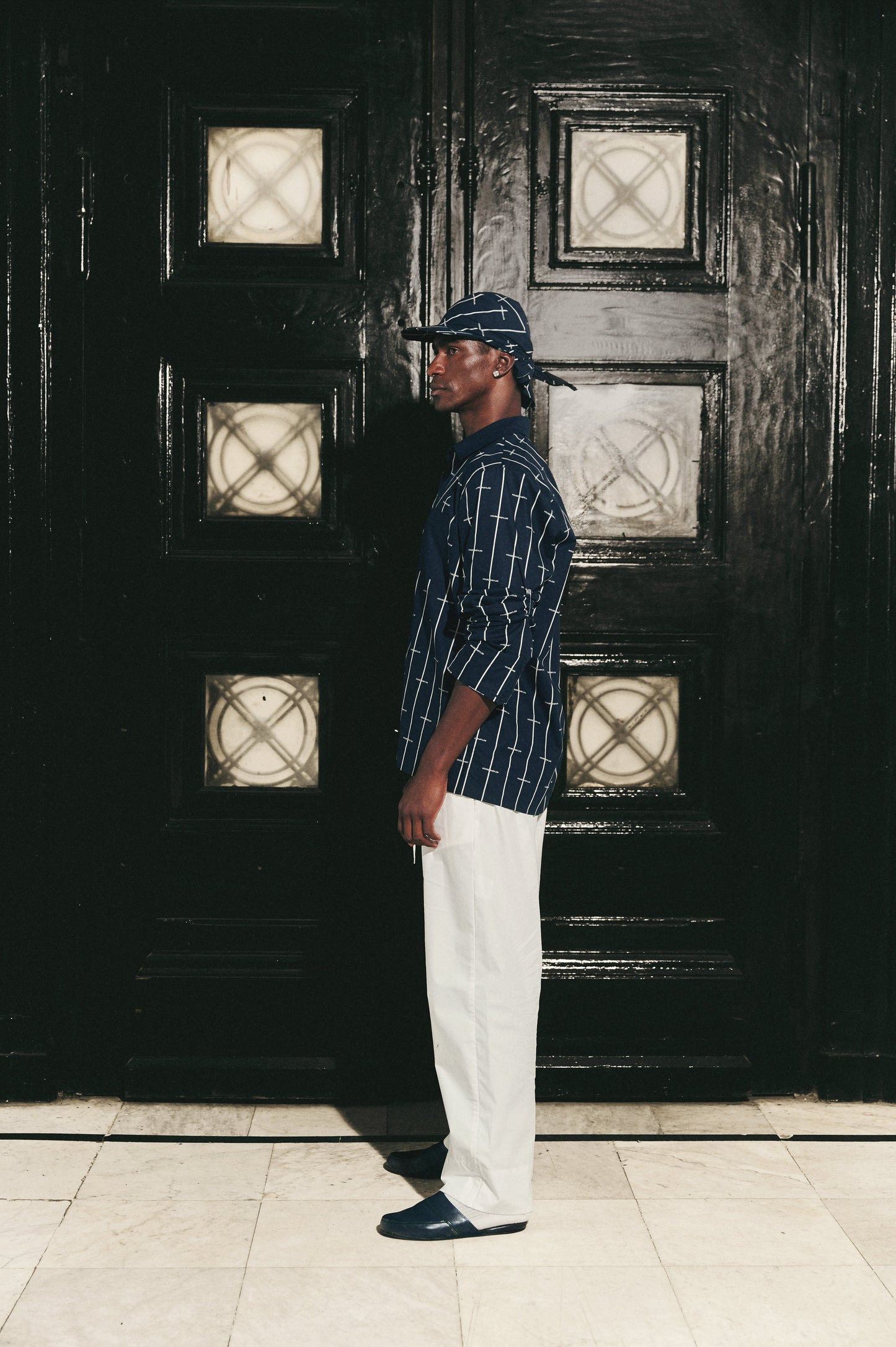 House Babylon stripe shirt LS- Navy