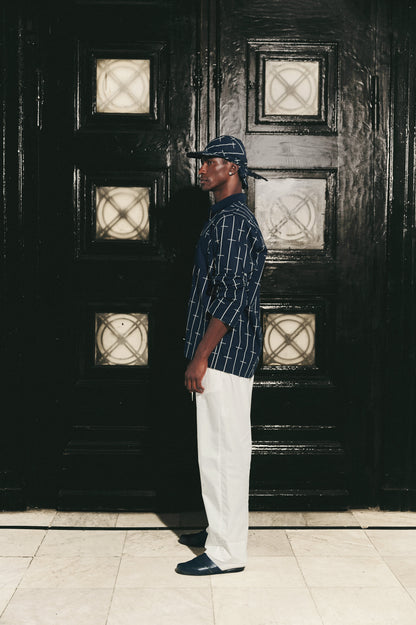 House Babylon stripe shirt LS- Navy