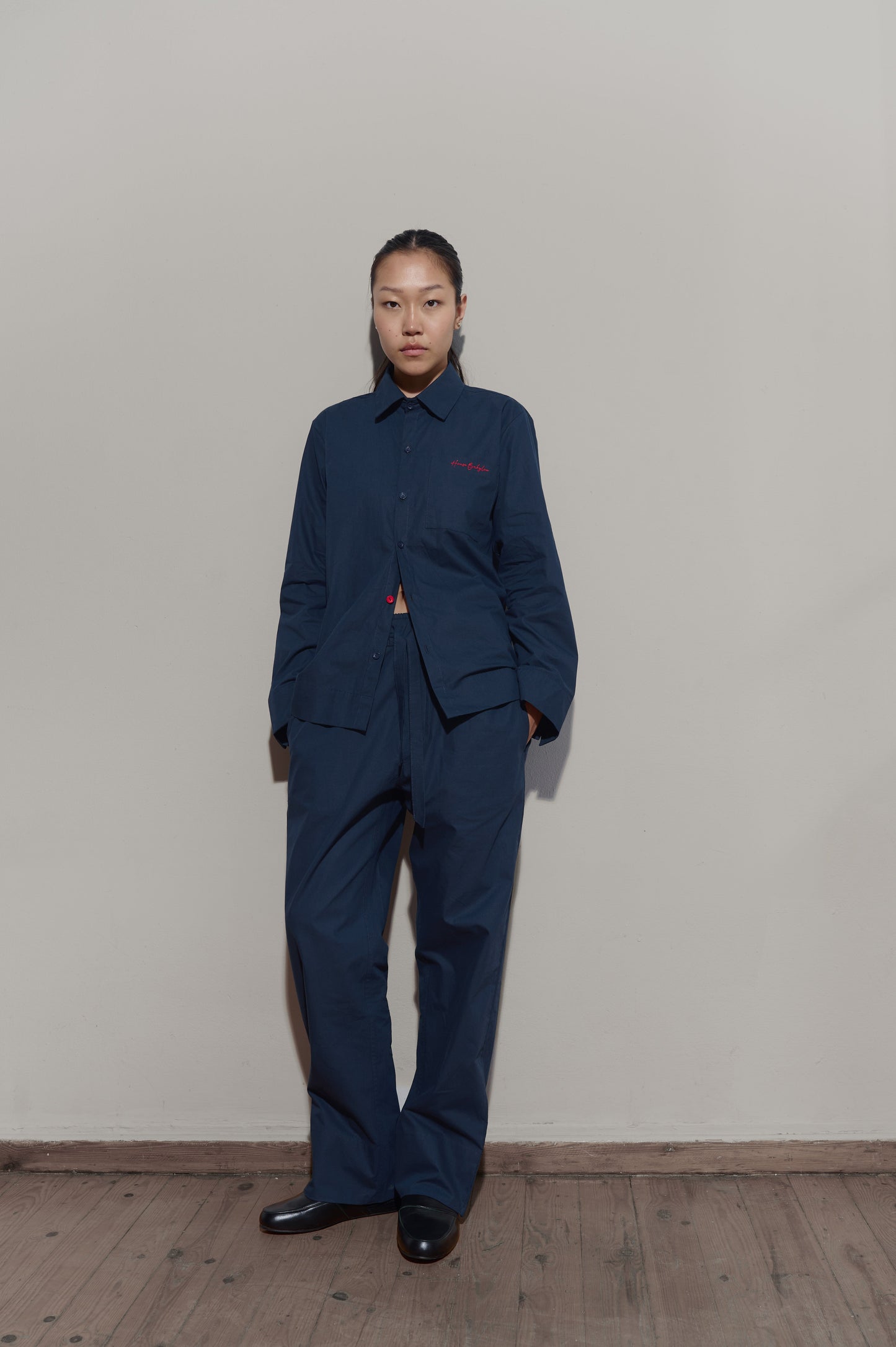 LS poplin shirt - Navy