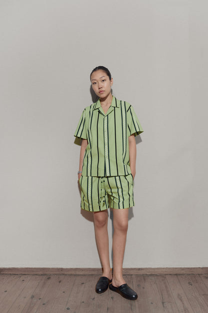 Wave stripe shirt - Laurel Green