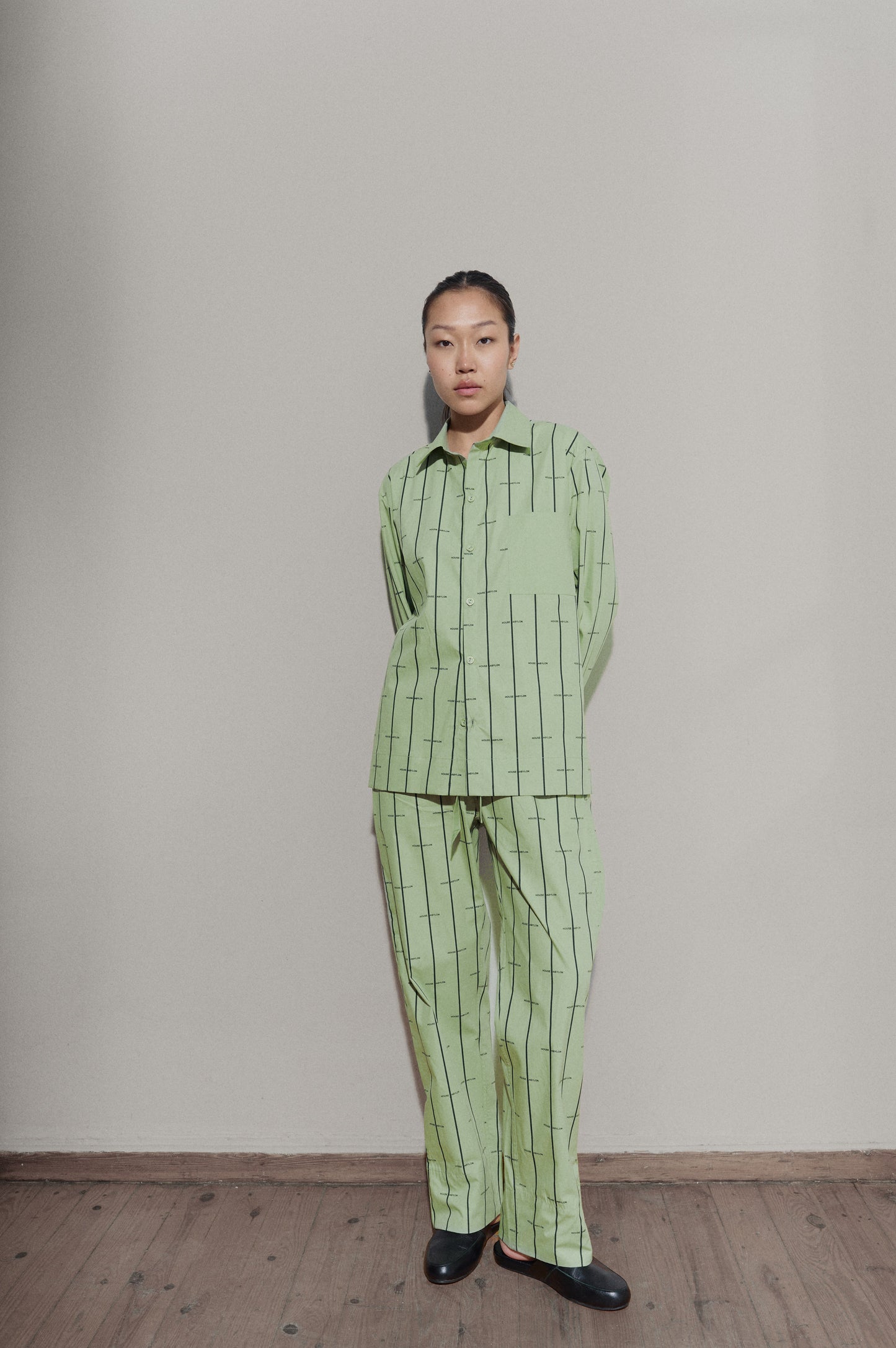 House Babylon stripe shirt LS - Laurel Green