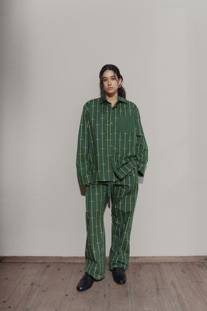 House Babylon stripe shirt LS - Dark Green