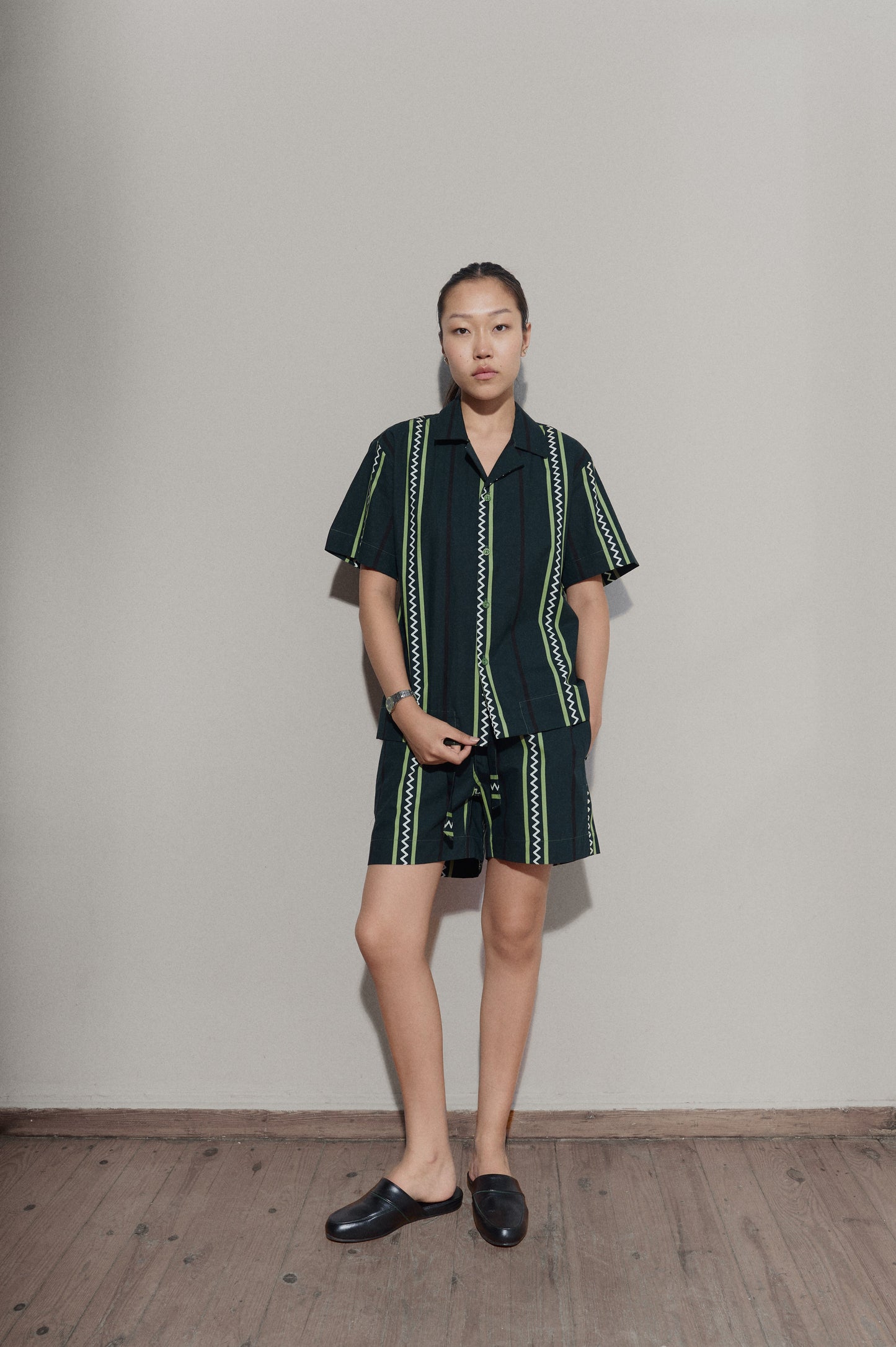 Wave stripe shirt - Dark Green