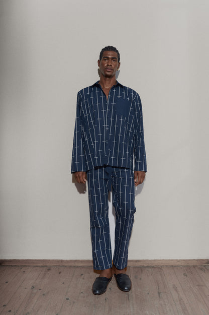House Babylon stripe shirt LS- Navy