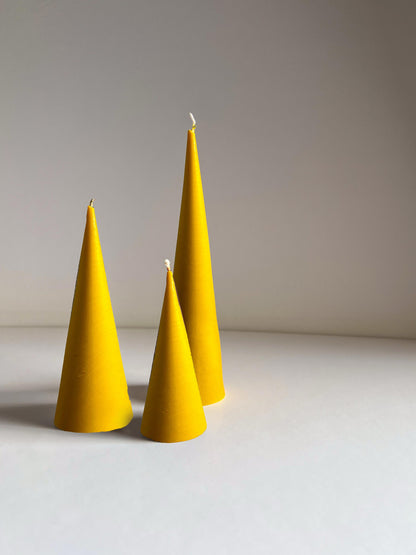 The Trio Cone Candle - Yellow